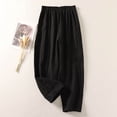 thumbnail image 2 of Seductiva Soft Leggings for Women Women's Cotton and Linen Blended Casual Nine Point Pants with Elastic Waist Loose Artistic Wide Leg Pants Spring and Summer Large Size Carrot Pants for Women, 2 of 5