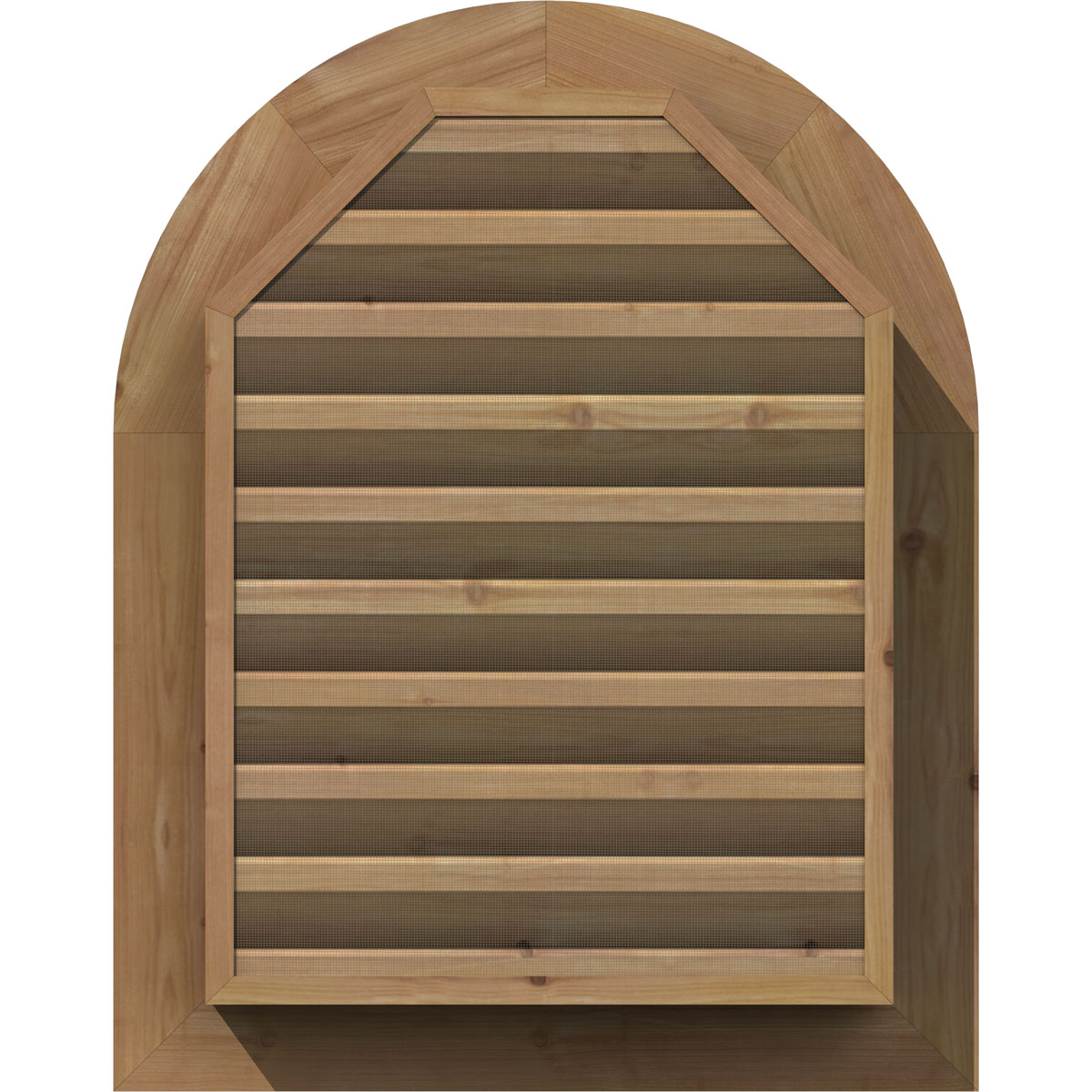 12"W x 32"H Round Top Gable Vent (17"W x 37"H Frame Size): Unfinished, Functional, Smooth Western Red Cedar Gable Vent w/ Brick Mould Face Frame - image 4 of 12
