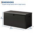 thumbnail image 2 of Coffre de Terrasse en Résine Robuste de 150 Gallons pour l'Extérieur – Étanche et Résistant aux Intempéries, Couvercle Verrouillable, Bac Grande Capacité pour Patio, Jardin, Véranda, Piscine – Noir, 2 of 8