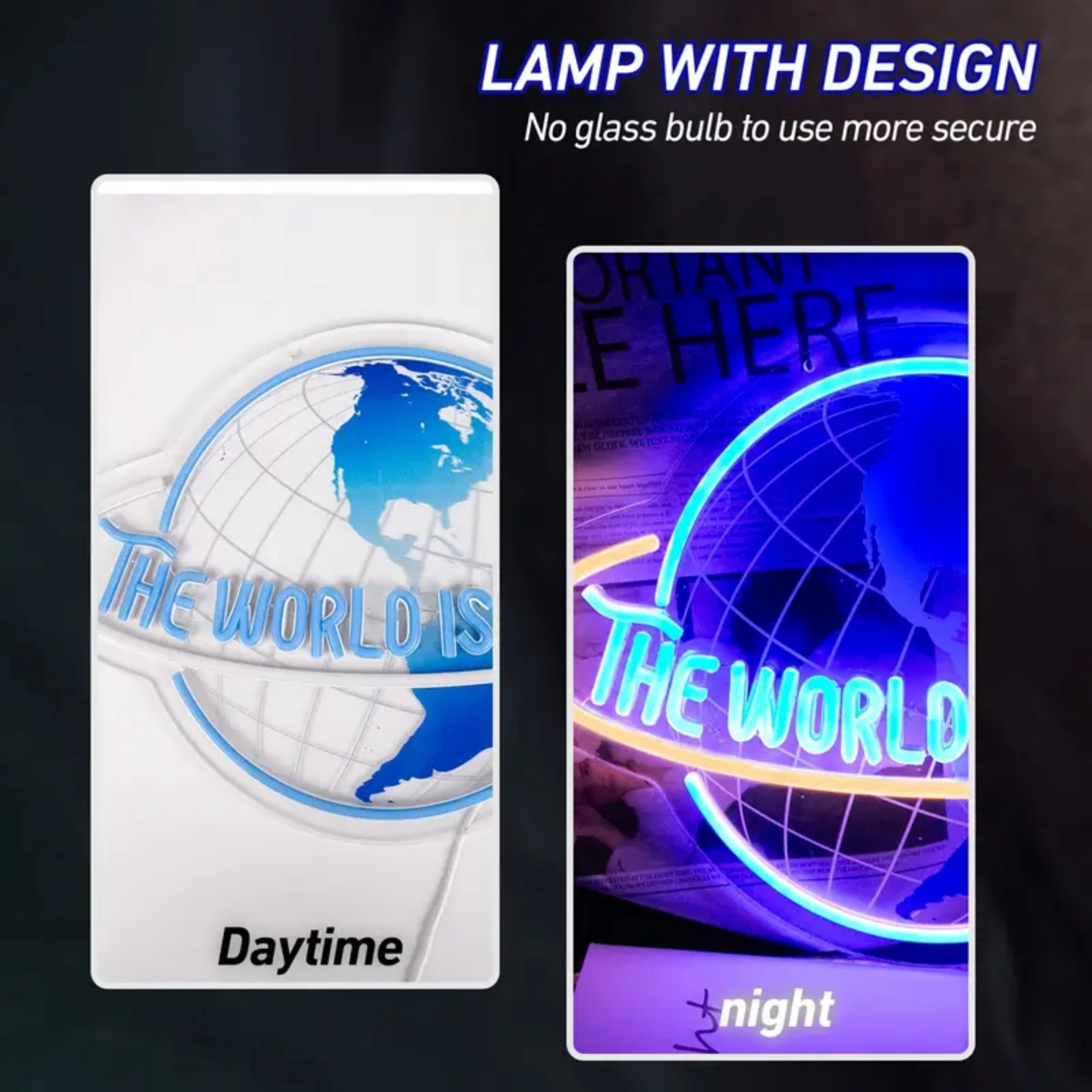 UPONRAY Earth Neon Signs, 16.5"*11.8" Dimmable & USB-Powered LED Neon Light, Stylish Wall Decor for Bedroom, Game Room, Bar, Internet Cafe, Arcade