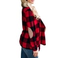 thumbnail image 2 of Qarigey Camisa de mujer de manga larga a cuadros de manga suelta a cuadros chica suelta con botones de poliéster Casual blusa femenina ropa Prendas para la parte del cuerpo Rojo SG, 2 of 6