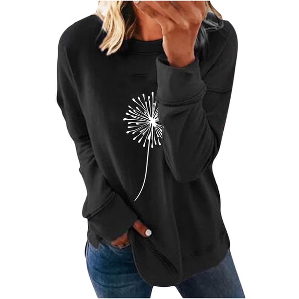 ICHUANYI Liquidación Moda Mujer Cuello Redondo Manga Larga Camiseta Impresión Suelta Sudadera Blusa Tops ICHUANYI WER202308256888
