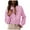 Pink, variant on Womens 2026 Plaid Ruffle V Neck Button Down Blouse Casual Long Sleeve Gingham Trendy Tops Work Checkered Shirt (Pink, L)