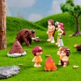 thumbnail image 3 of 8pcs Micro landscape primitive tribal figures ornaments forest gardening resin decorations home desktop small ornaments (8pcs-5), 3 of 7
