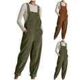 thumbnail image 7 of Lovskoo Women's Corduroy Overalls Bib Pants Casual Loose Sleeveless Adjustable Strap Loose Fit Wide Leg Jumpsuits With Pockets Coffee, 7 of 7