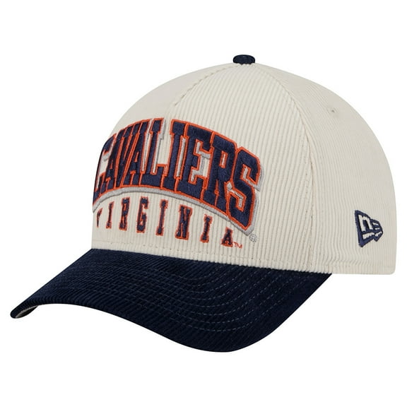 Men's New Era Navy/Cream Virginia Cavaliers Arch Two-Tone Corduroy 9FORTY A-Frame Adjustable Hat