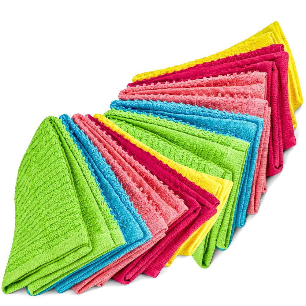 Decorrack 10 Pack 100% Cotton Bar Mop 16 x 19 inch Ultra Absorbent Heavy Duty Kitchen Cleaning Towels Assorted Colors (10 Pack)