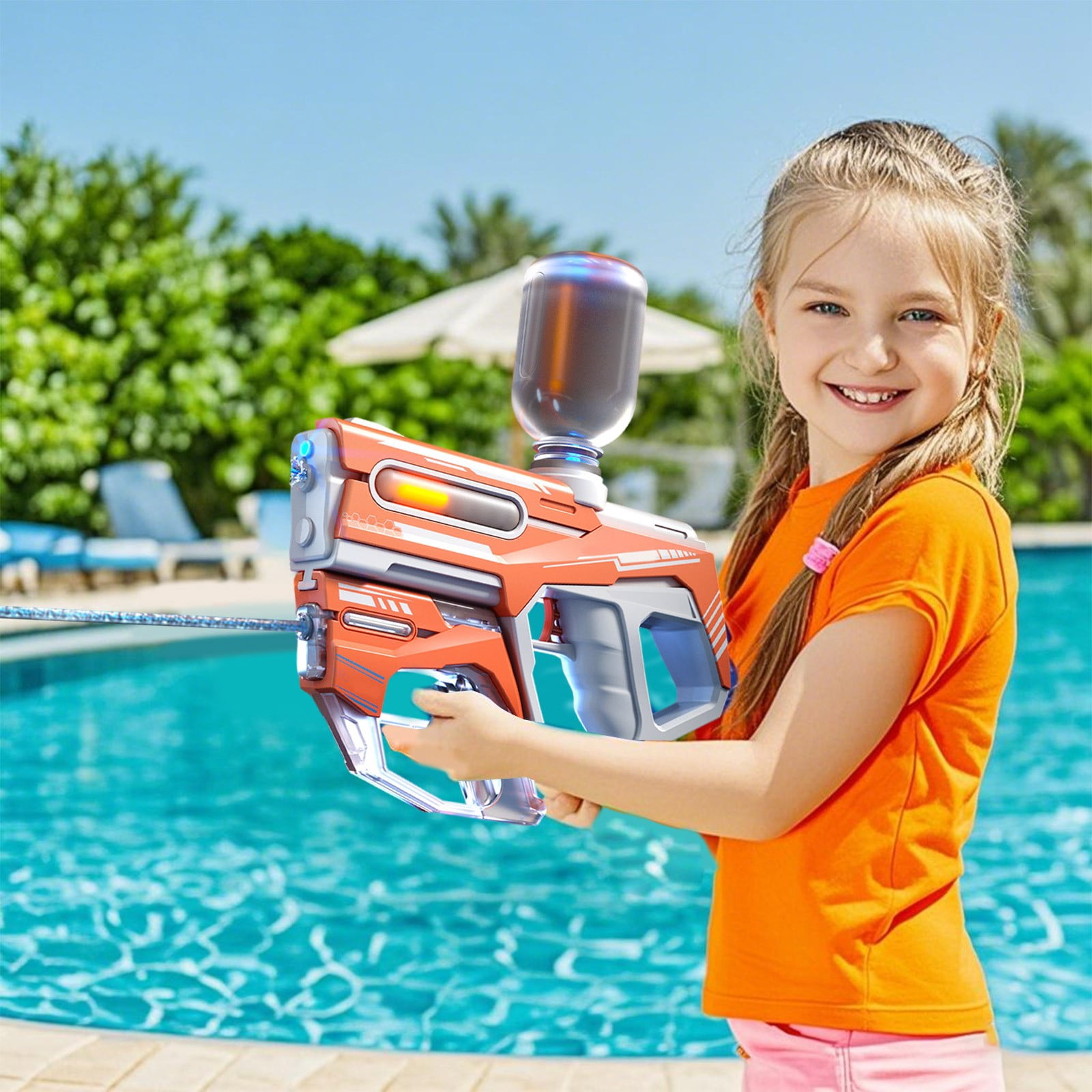 Dual-Gun Electric Water Blaster 14.57 Inch Large Capacity Dual-Mode Water Battle Gear with Continuous Spray & Manual Operation