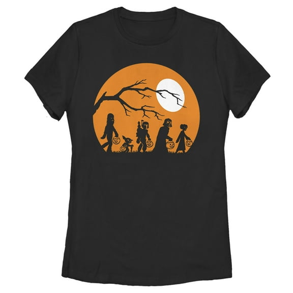 Women's Star Wars Characters Trick or Treat Graphic Tee Black Medium