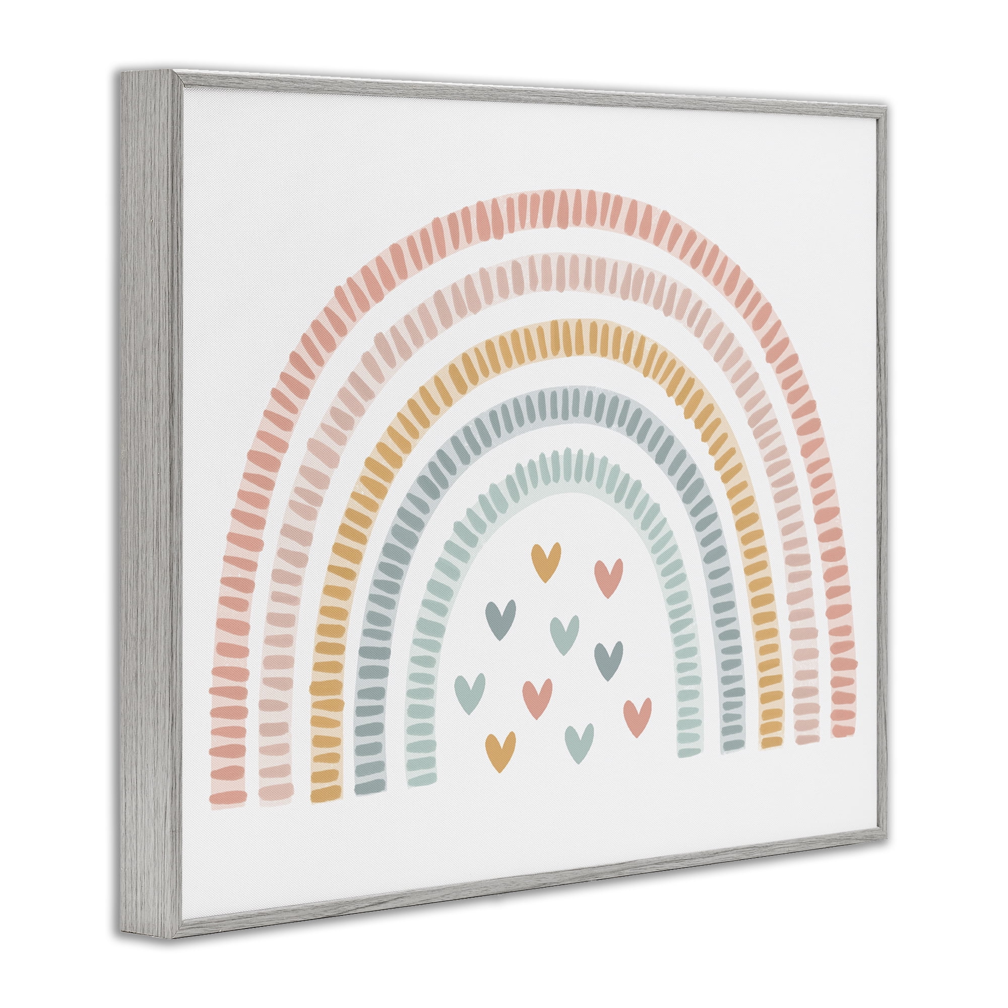 Stupell Industries Whimsical Pastel Rainbow with Hearts Gray Framed Giclee Art, design by Lil' Rue