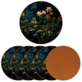 thumbnail image 2 of Plant Luxury Microfiber Leather Round Coasters Set of 6 - 11x11 cm Drink Coasters for Home and Office Use, 2 of 6