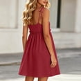 thumbnail image 5 of Bxsruta Women's Spaghetti Strap Tie Shoulder High Waist Babydoll Dress Casual Pull on A Line Sleeveless Mini Dress with Lace Trim for Summer Spring Comfy Daily Wear, 5 of 8