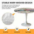 thumbnail image 2 of Elastic Fitted Round Tablecloth, Spring Waterproof Stretch Table Cover for 55"-60" Tables, Farmhouse Retro Truck Botanical Rose Butterfly Washable Outdoor Tablecloths for Patio, Picnic, Camping, 2 of 9