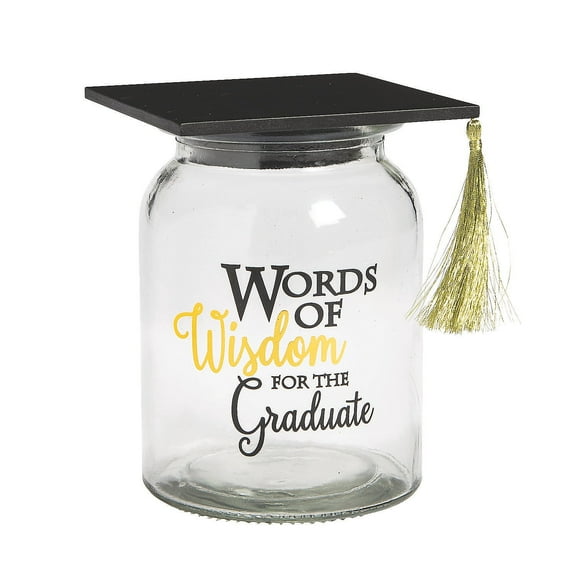 Words Of Wisdom Graduation Jar - Best Wishes Grad Party Supplies and Decor, Glass