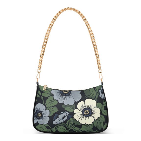 FORMRS Womens Shoulder Bag with Chain Strap Clutch Purse Cute Tote Handbag, Dark Floral