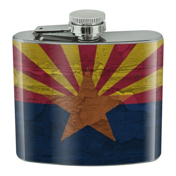 Rustic Arizona State Flag Distressed USA Stainless Steel 5oz Hip Drink Kidney Flask