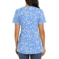 thumbnail image 4 of JuneFish Women's Summer Floral Tunic Tops Short Sleeve V Neck Casual Pleated Blouse, 4 of 7