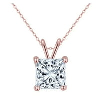 Paris Jewelry 18K Rose Gold 2 Ct Created White Sapphire Princess Necklace, 18-inch Women plated