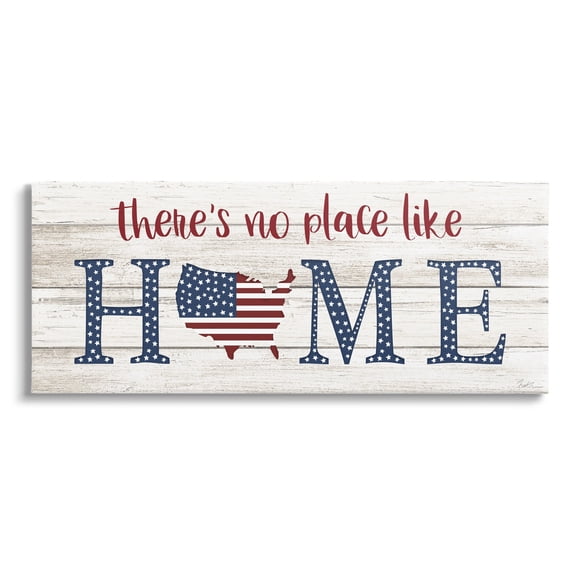 Stupell Industries Patriotic There's No Place Like Home Phrase Americana, 24 x 10, Design by Natalie Carpentieri