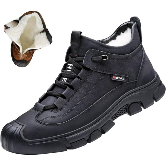 Men's Winter Waterproof Hiking Snow Boots,Comfort Thick Warm Wool Lined Non-Slip Outdoor Travel Ankle Booties Sneakers