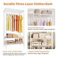 thumbnail image 4 of Metal Clothes Rack, 3 Tier Standing Clothing Rack with 1 Hanger Rod & 3 Open Shelves, Portable Closet Organizer for Hanging Clothes, for Bedroom Dorm Laundry, 35.4" W x 17.7"D x 68.9"H, White, 4 of 7