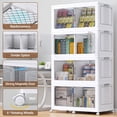 thumbnail image 6 of Broview 600QT Stackable Storage Bins with Lid, Wheels & Dividers, Extra Large Collapsible Plastic Closet Organizers Storage Cabinet Box,3Pack White, 6 of 9