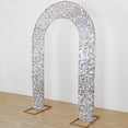 thumbnail image 4 of BalsaCircle 8 feet Silver Big Payette Sequin Double Sided Open Arch Fitted Backdrop Stand Cover Party Events Decorations, 4 of 8