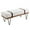 White-Faux Fur, variant on Guyou Modern Linen Rectangle Ottoman Bench with Two Straps and Metal Legs, Upholstered Bed End Bench Entryway Shoe Bench Dining Table Bench Footstool for Bedroom Living Room, Beige