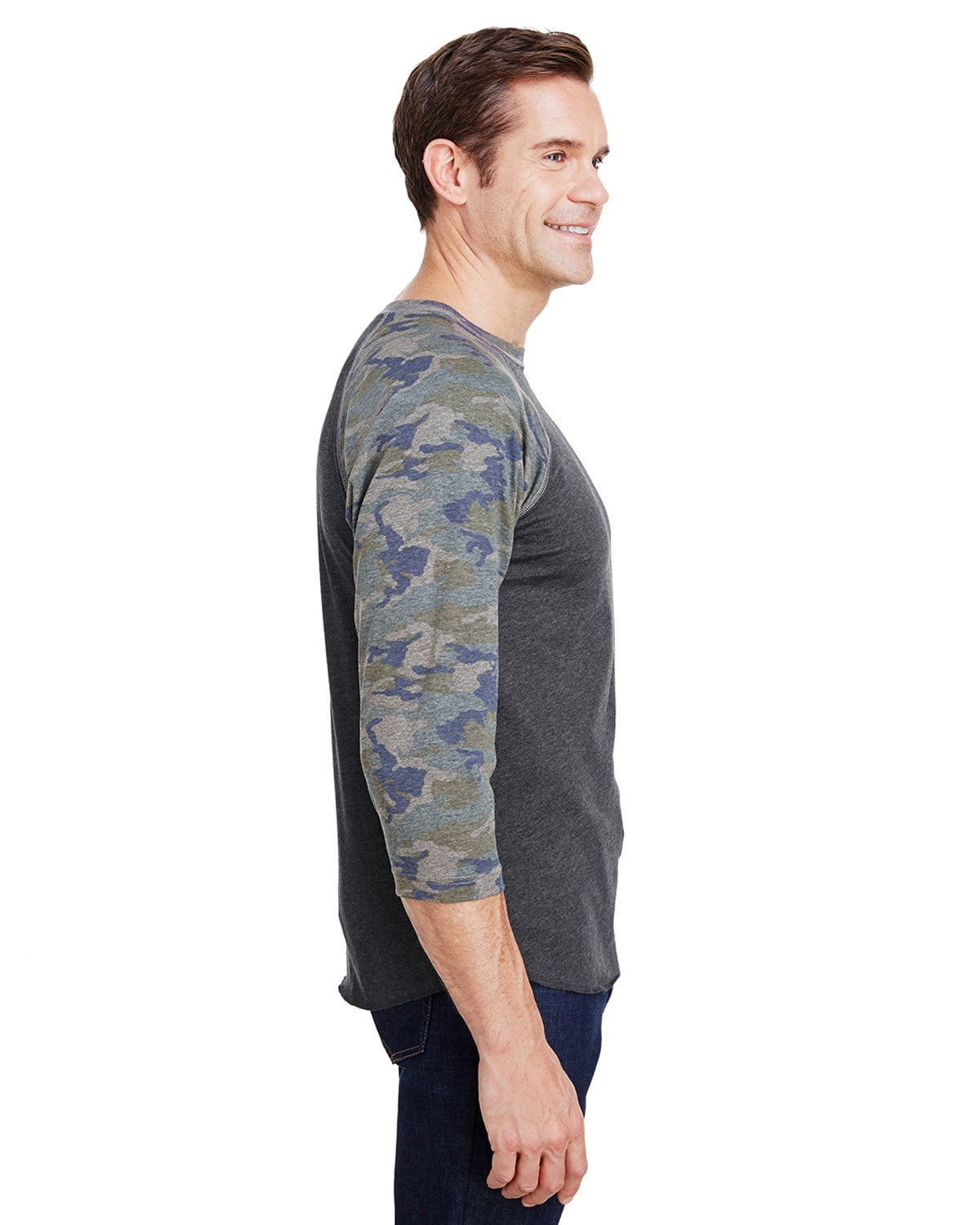 Aquaguard 100% Cotton Men's Vintage Baseball T-Shirt crew neck tee (3 Pack) - 2XL - VN Smoked/VN Camo