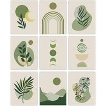 Boho Unframed Canvas Prints Mid-Century Modern Wall Decor Minimalist Botanical Geometric Abstract Modern Neutral Boho Wall Art Prints for Living Room Bedroom Colorful