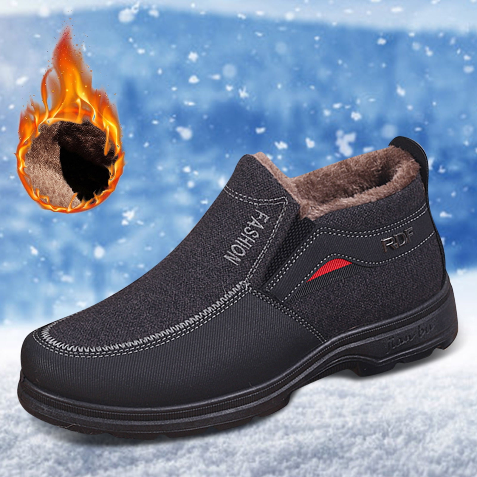 PEASKJP Men's Snow Boots Fashion Men's Winter Boots Outdoor Anti-Slip Outdoor Sneakers (Black,10.5)