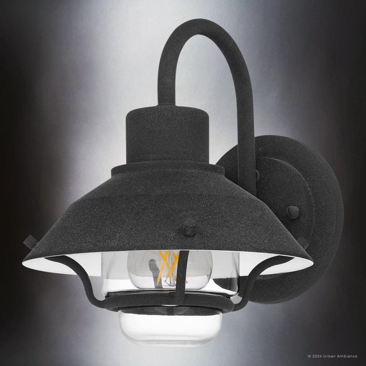 Luxury Utilitarian Wall Sconce, Small Size: 9.5''H x 8''W, with Coastal Style Elements, Mottled Black Finish, UQL1970 from the Logan Collection by Urban Ambiance