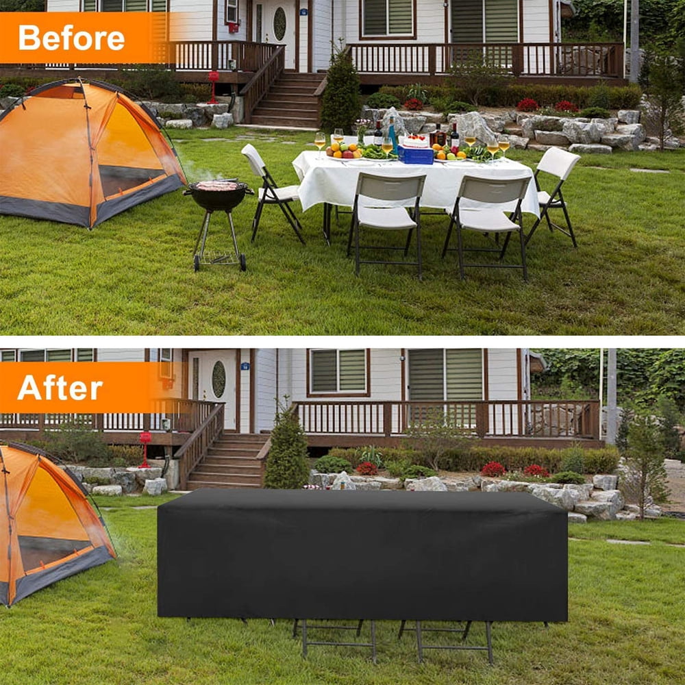 Outdoor Patio Furniture Covers Waterproof, Outside Table and Chair Covers (130 Inch L x 83 Inch W x 23 Inch H) Black