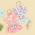 thumbnail image 4 of Douhoow Easter Baby Girl Clothes Sets 0-18M Infant Short Sleeve Romper Rabbit Suspender Skirts Headband, 4 of 9