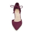 thumbnail image 2 of BLISSFUL STEP Women's High Block Heels Pointed Toe Ankle Strap Dress Shoes​ Burgundy 6.5, 2 of 8
