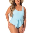 thumbnail image 2 of Agnes Orinda Women's Plus Size 1 Piece Swimsuits High Waisted Tummy Control Push Up Beach Vacation Bathing Suits 2X Blue, 2 of 7