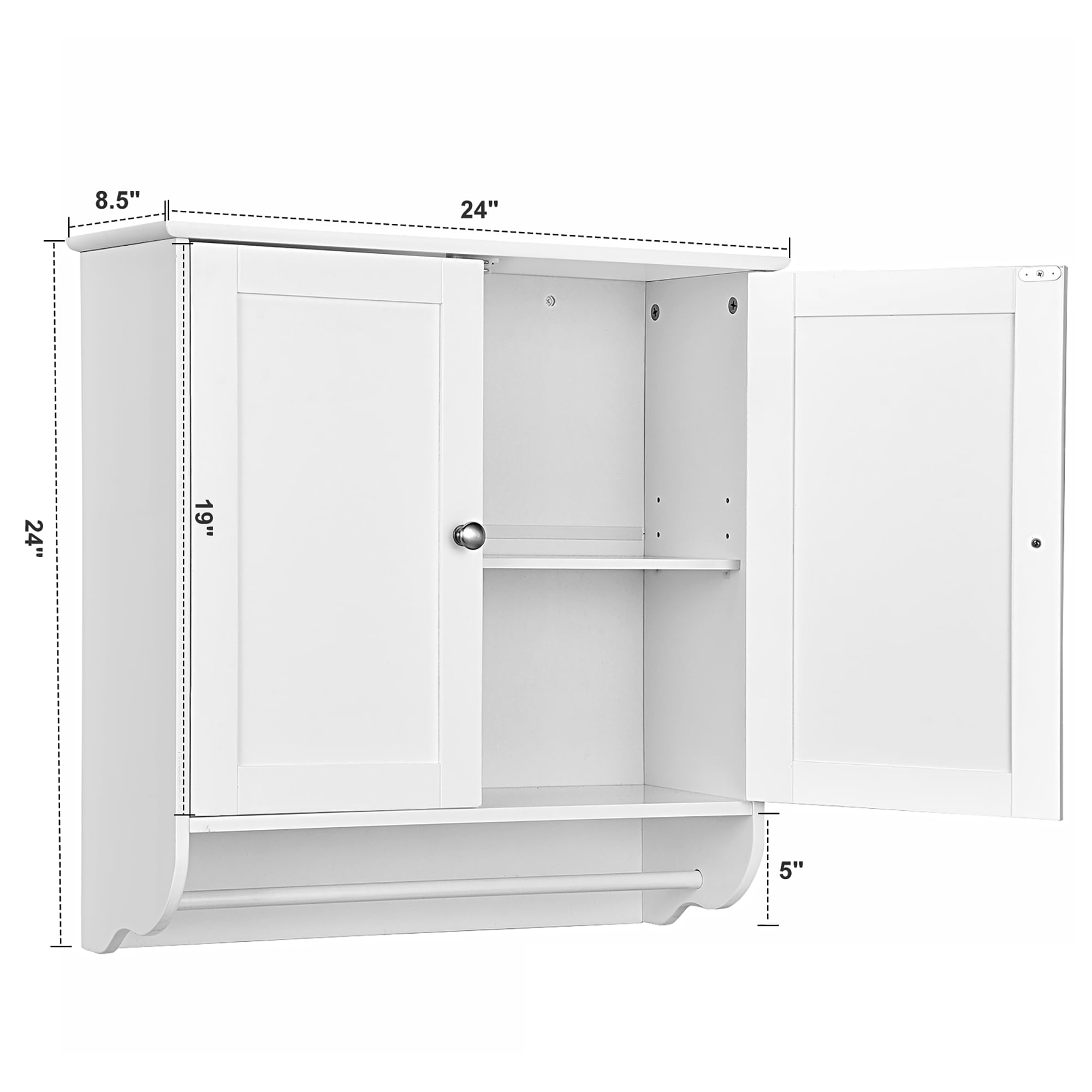 Costway Wall Mounted Bathroom Medicine Cabinet Storage Cupboard w/ Towel Bar
