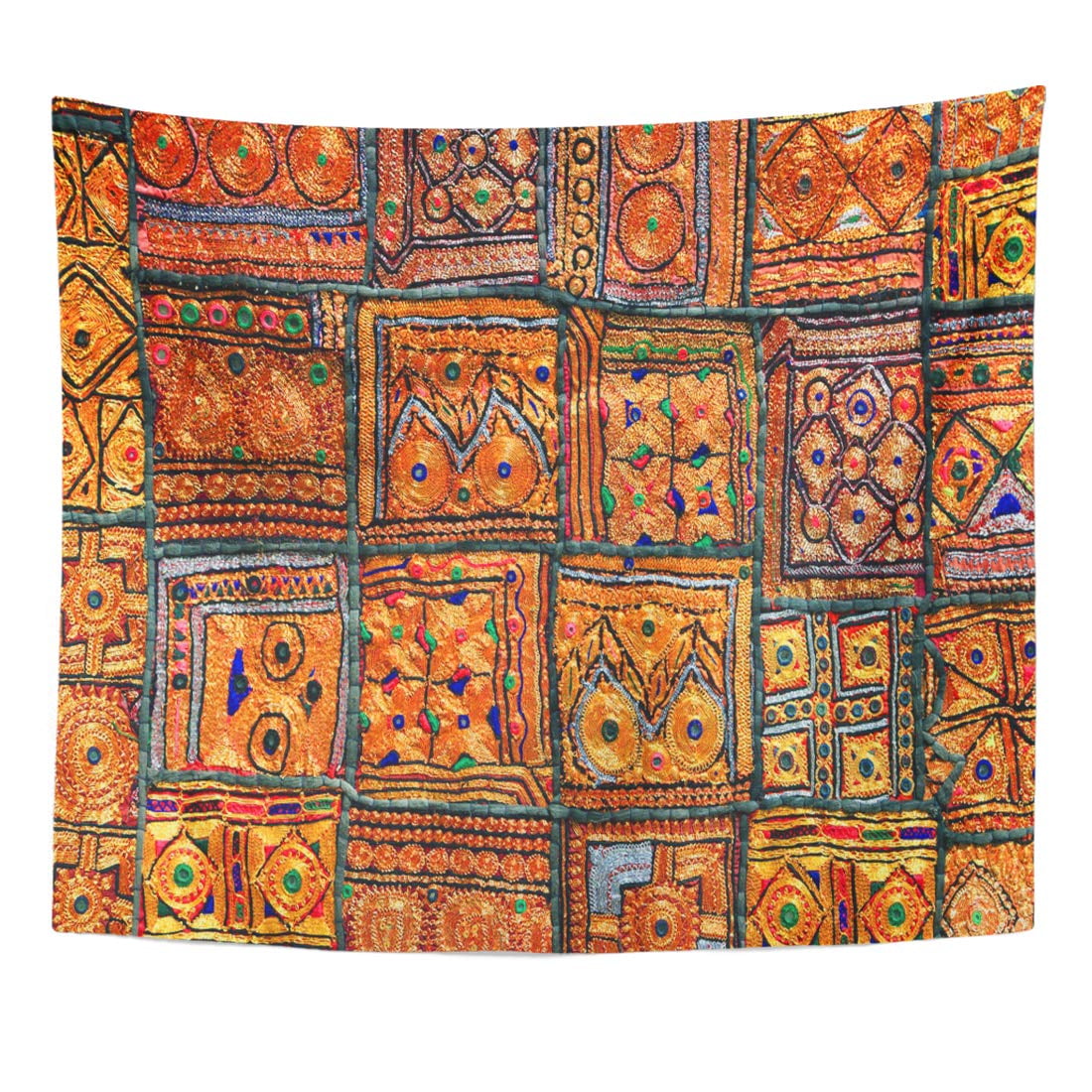 UFAEZU Colorful Rajasthani Patchwork Wall Carpet Color Wall Art Hanging