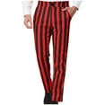 thumbnail image 1 of Pantalones de traje casuales con bolsillos y estampado de rayas rectas para hombre, 1 of 7