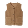 thumbnail image 4 of Splozh Girls Vest Kids Fleece Vest Lightweight Sleeveless Vest Outerwear with Pocket,Brown,5-6 Years, 4 of 5