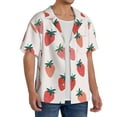 thumbnail image 4 of Vsdgher Hand Drawn Strawberry Print Men's Wrinkle Free Untucked Cuban Shirt Business Casual Button Down Shirts Short Sleeve Shirt, 4 of 7