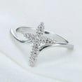thumbnail image 2 of K-KED Women 925 Silver Plated Ring Charm Cross Cubic Zircon Wedding Gift Sz 5-12-6-Silver, 2 of 6