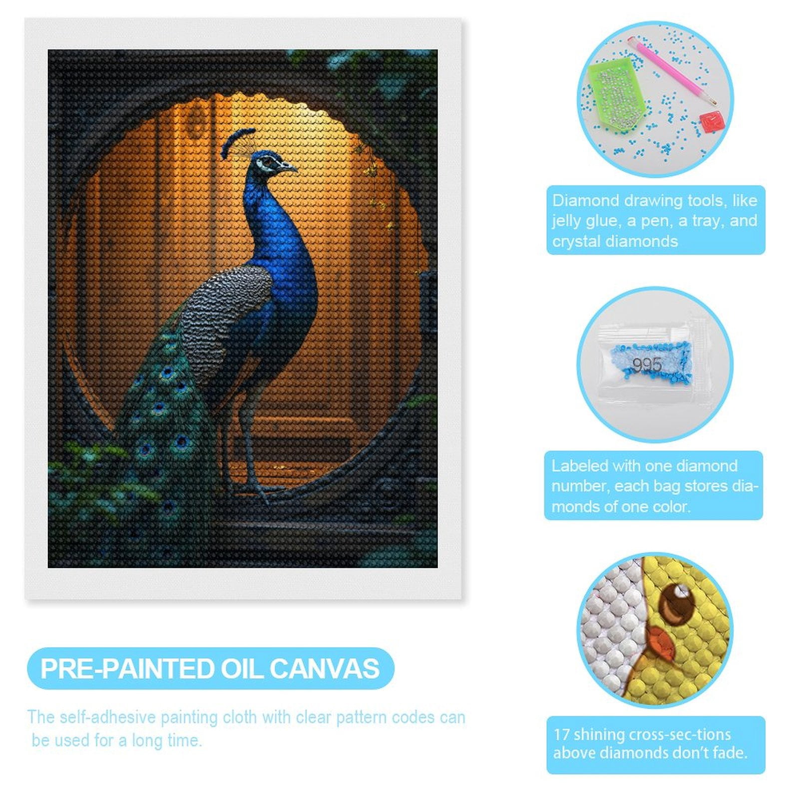 Diamond Art Kits for Adults, Opulent Bird Archway Display 5D Diamond Painting Kits for Adults Beginners, DIY Full Drill Diamond Painting, Gem Art and Crafts 12x16