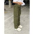 thumbnail image 3 of Women's High Waisted Cargo Pants - Baggy Y2K Wide Leg Pants with Pockets, Warm Thermal Streetwear for Winter Christmas New Year Outfits, 3 of 6