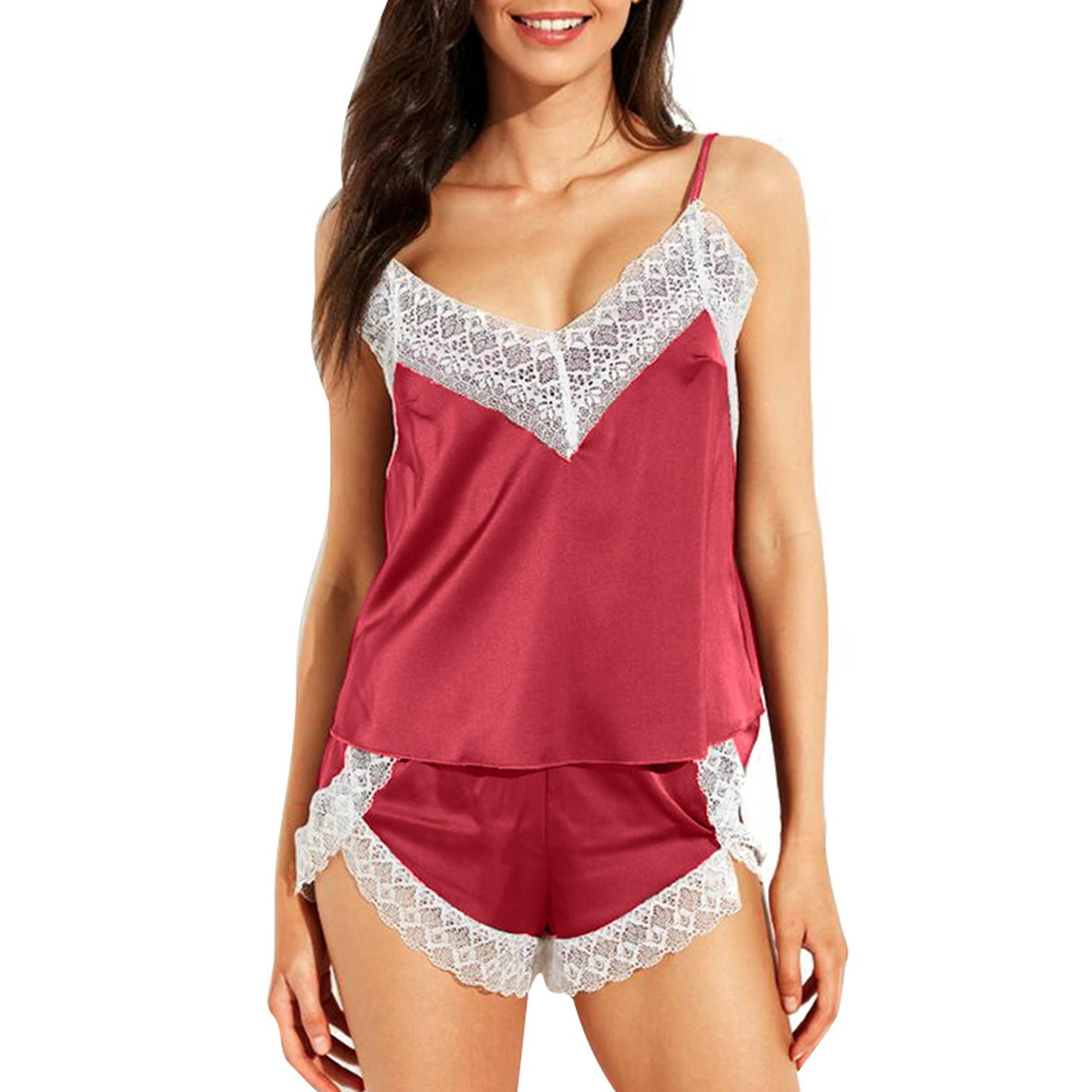 Julyccc Womens Summer Loungewear Set Lace Tops Shorts Sleepwear Pajamas