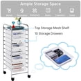thumbnail image 2 of Yaheetech 10 Drawer Rolling Storage Cart Organizer with Lockable Wheels, White, 2 of 14