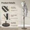 thumbnail image 3 of Coat Rack Freestanding with Natural Marble Base, Metal Coat Rack Stand with 10 Hooks, 3 Adjustable Size Coat Tree for Bags, Clothes, and Hats for Entryway, Bedroom, Hallway, Office, Black, 3 of 17