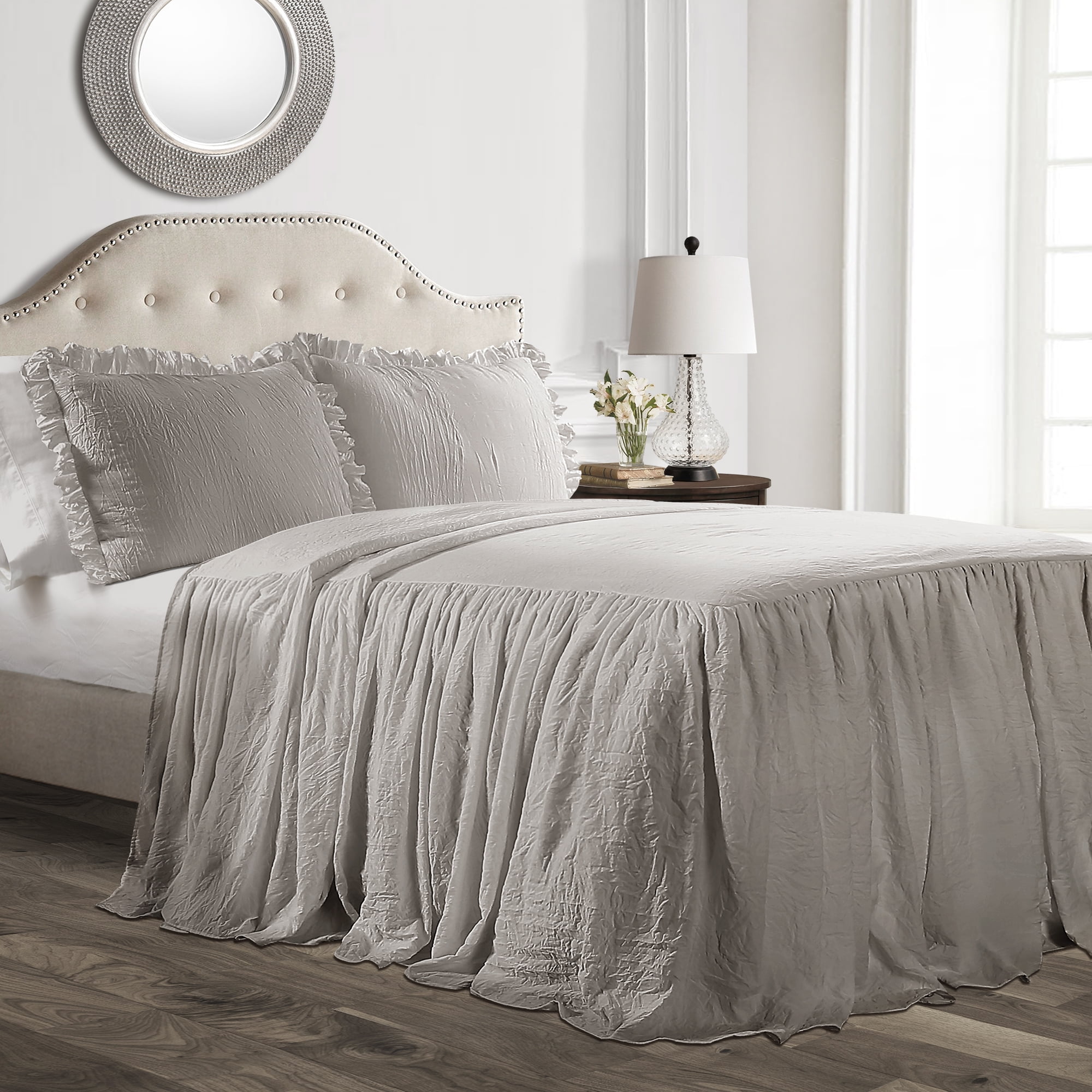 Lush Decor Ruffle Skirt 3 Piece Gray Bedspread Set Lush Decor Ruffle Skirt 3 Piece Gray