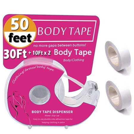 Womens Fashion Double Sided Tape for Clothing and Body, Clear Transparent Tape Suitable for All Fabric Types and All Skin Shades, 50 Ft