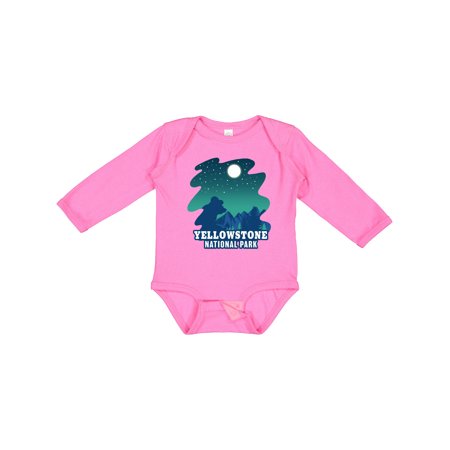 

Inktastic Yellowstone National Park with Bear and Starry Night Gift Baby Boy or Baby Girl Long Sleeve Bodysuit